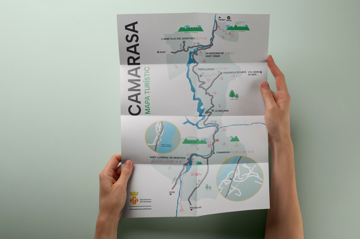 Primer pla del mapa turístic de Camarasa